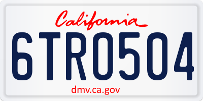 CA license plate 6TRO504
