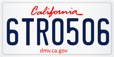 CA license plate 6TRO506