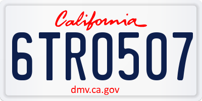 CA license plate 6TRO507