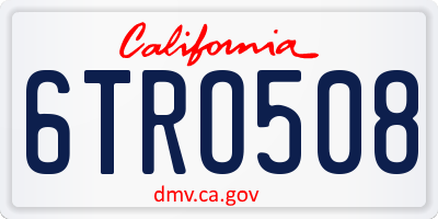CA license plate 6TRO508