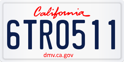 CA license plate 6TRO511