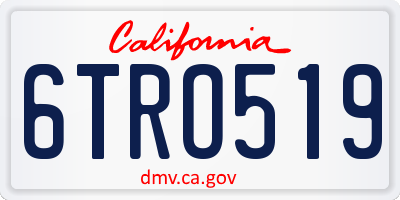 CA license plate 6TRO519