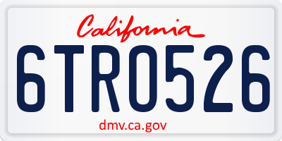 CA license plate 6TRO526