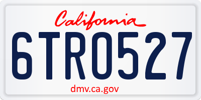 CA license plate 6TRO527