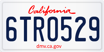 CA license plate 6TRO529