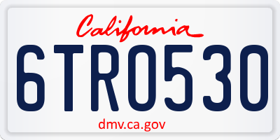 CA license plate 6TRO530