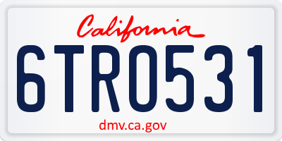 CA license plate 6TRO531