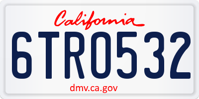 CA license plate 6TRO532