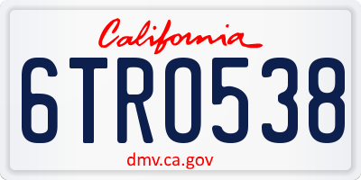 CA license plate 6TRO538