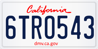 CA license plate 6TRO543