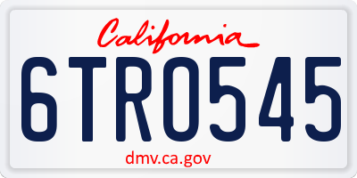 CA license plate 6TRO545