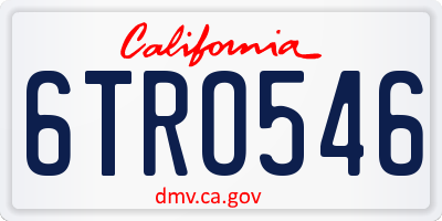 CA license plate 6TRO546