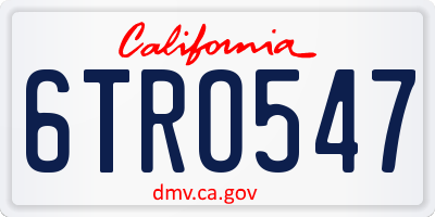 CA license plate 6TRO547