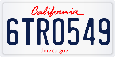 CA license plate 6TRO549