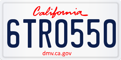 CA license plate 6TRO550