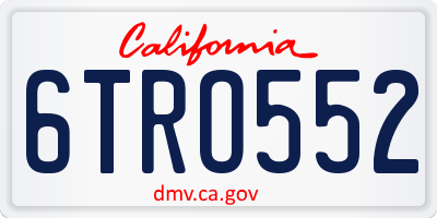 CA license plate 6TRO552