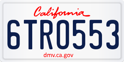 CA license plate 6TRO553