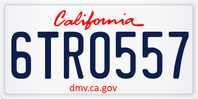 CA license plate 6TRO557