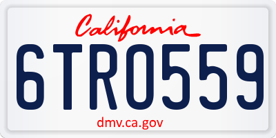 CA license plate 6TRO559
