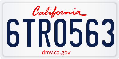 CA license plate 6TRO563