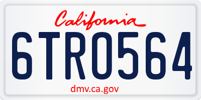 CA license plate 6TRO564