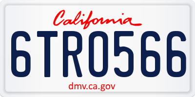 CA license plate 6TRO566