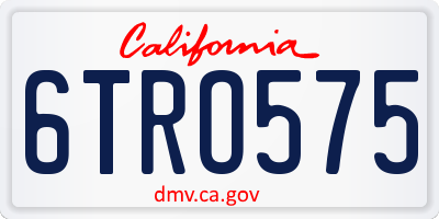 CA license plate 6TRO575