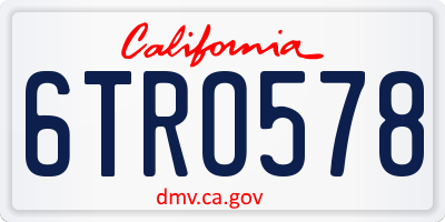 CA license plate 6TRO578