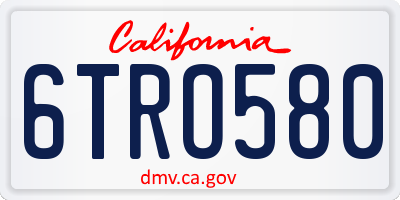 CA license plate 6TRO580