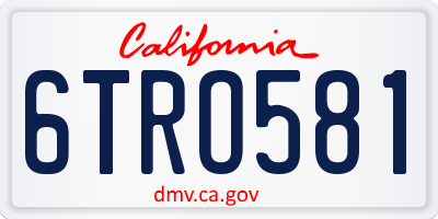 CA license plate 6TRO581