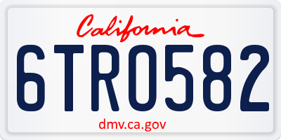 CA license plate 6TRO582