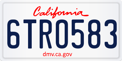 CA license plate 6TRO583