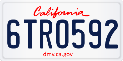 CA license plate 6TRO592