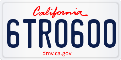 CA license plate 6TRO600