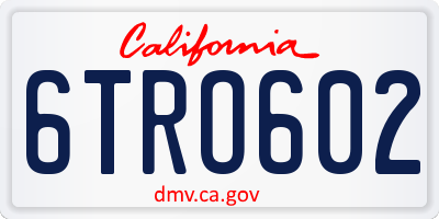 CA license plate 6TRO602