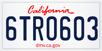 CA license plate 6TRO603