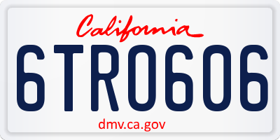 CA license plate 6TRO606