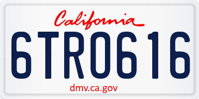 CA license plate 6TRO616
