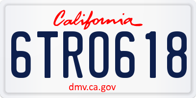 CA license plate 6TRO618