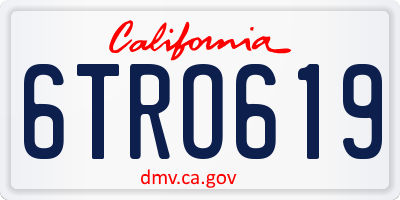 CA license plate 6TRO619