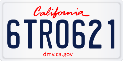 CA license plate 6TRO621