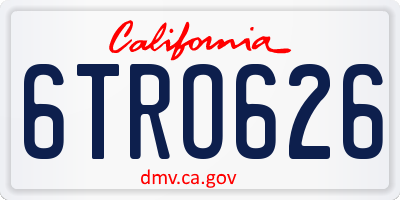 CA license plate 6TRO626