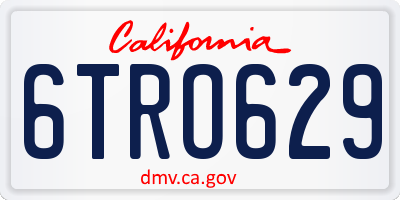 CA license plate 6TRO629