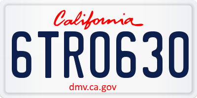 CA license plate 6TRO630