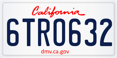 CA license plate 6TRO632