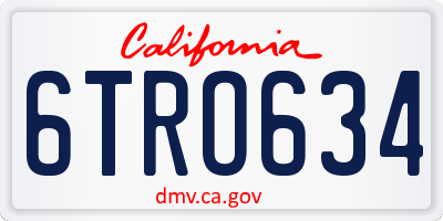 CA license plate 6TRO634