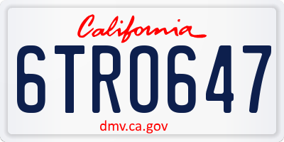 CA license plate 6TRO647