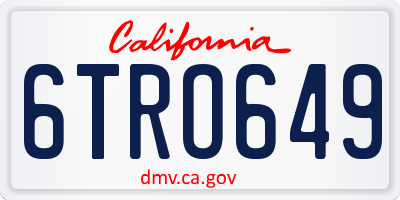 CA license plate 6TRO649