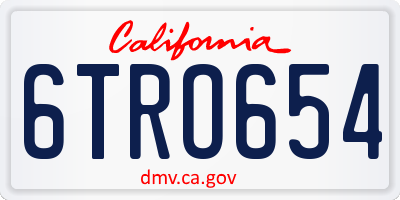 CA license plate 6TRO654