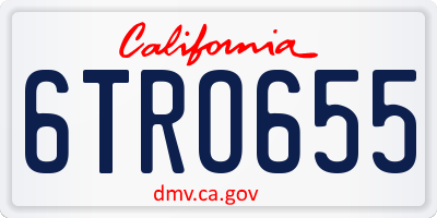 CA license plate 6TRO655